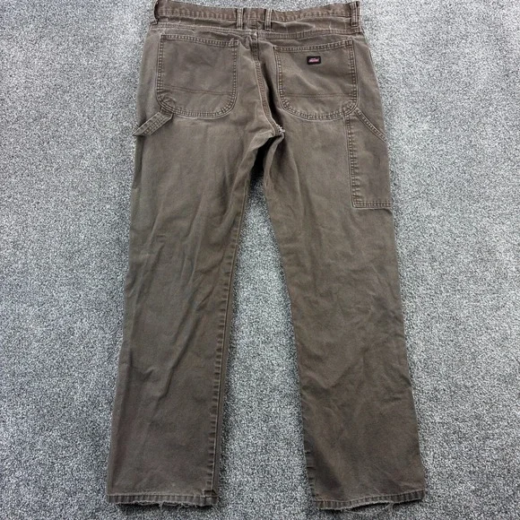 Vintage Dickies Carpenter Pants Mens 36x34 Brown Faded Heavy Canvas FLAWED - Picture 6 of 8